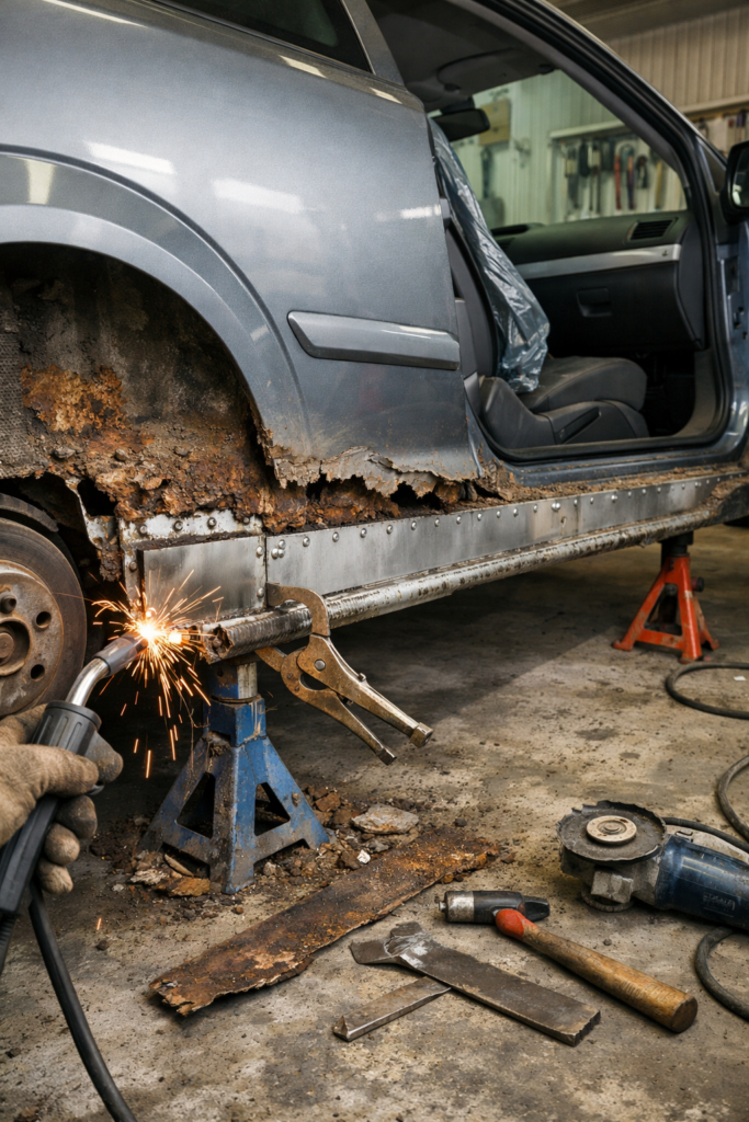 Возрастной автомобиль с коррозией Возрастной автомобиль с коррозией