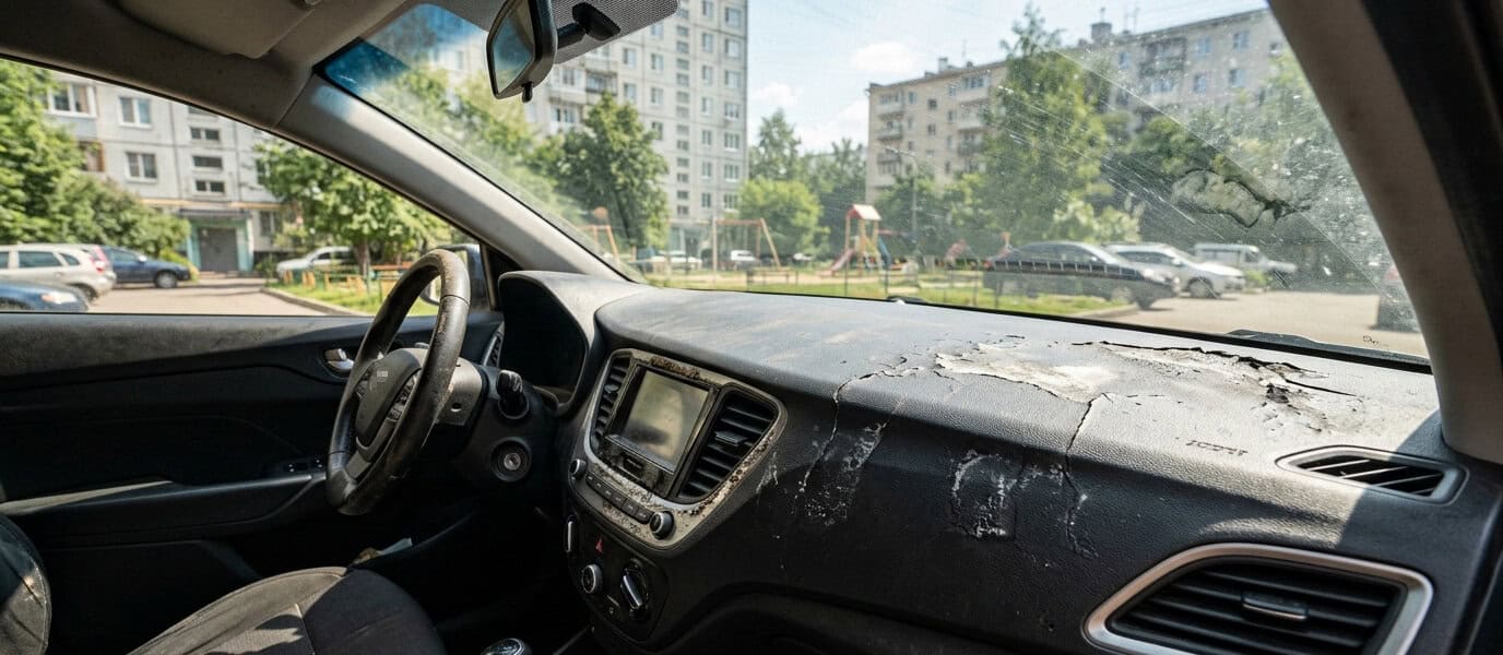 Долгая стоянка на солнцепёке приводит к растрескиванию пластика